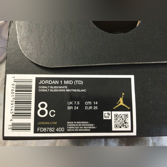 Nike Jordan 1 Mid Toddler Cobalt Bliss/White Size 8c - Picture 13 of 13